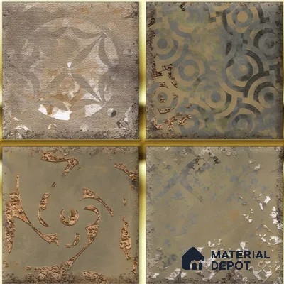 Metallic Wall Tile TL 07236 Rustic Gold 1 ft x 1 ft Ceramic Glossy Finish - 9 mm  | 2 mm Spacer is Mandatory | Suitable For Bathroom, Kitchen, Dining Area | Please Expect a Slight Variation of Pattern (Sample)